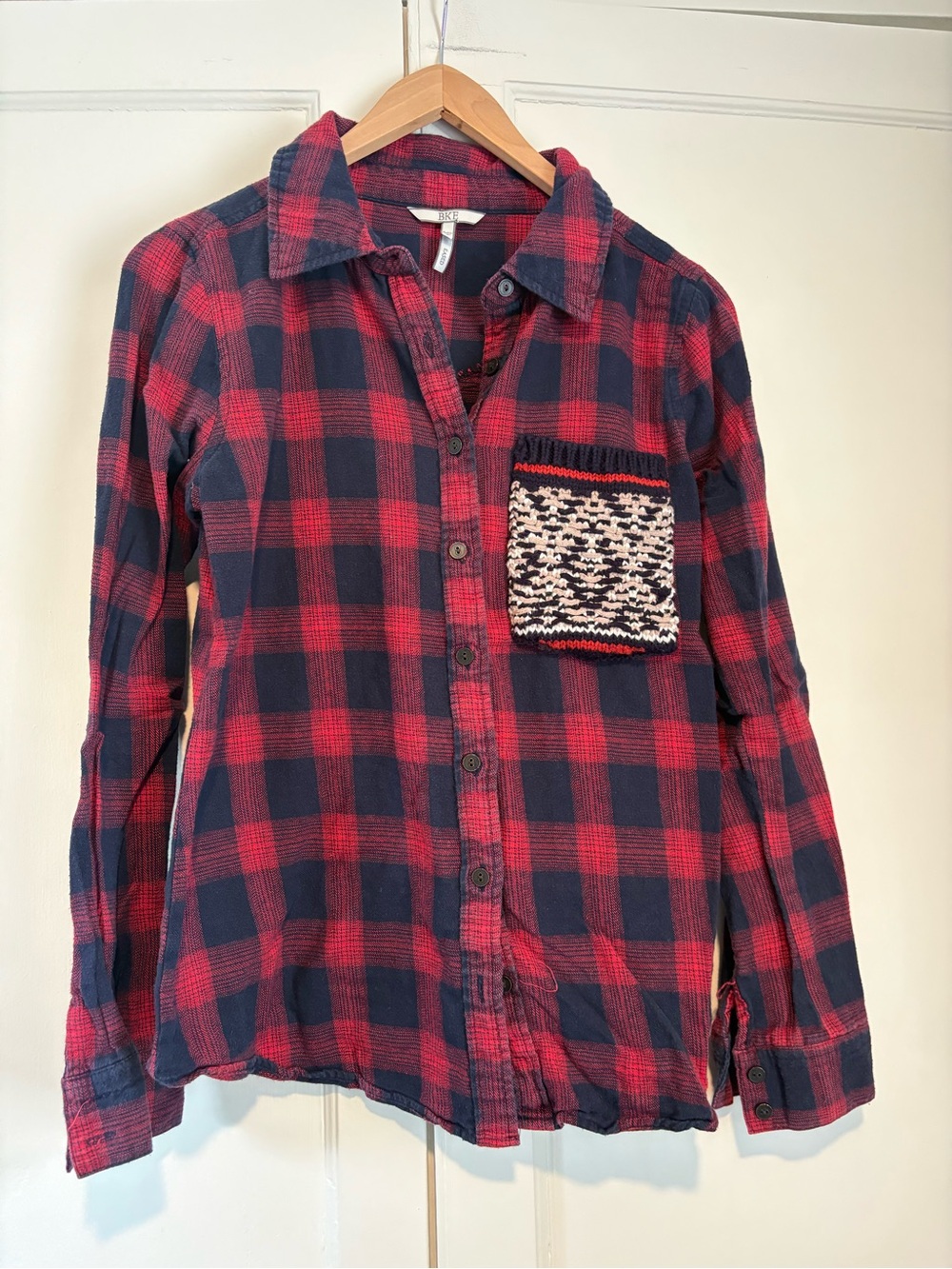 BKE Women’s Flannel Shirt with Knit Pocket